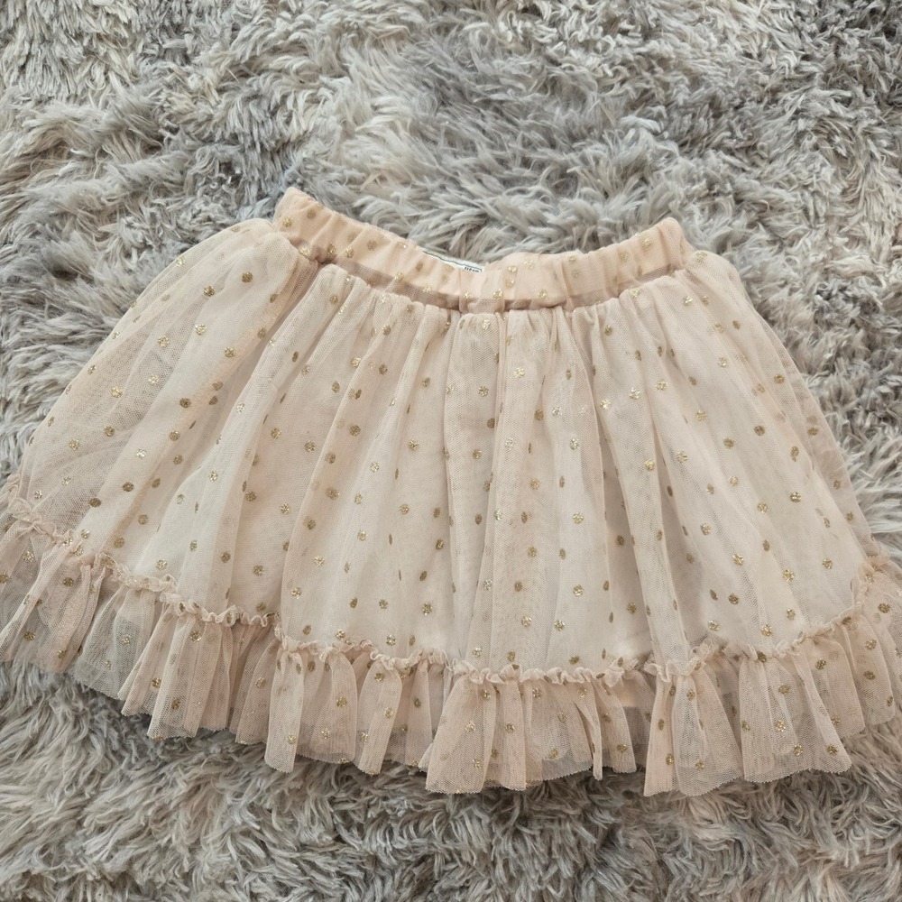 Mayoral Girl Tulle Skirt Gold Glitter Polka Dot Ruffle Tiered Size 5 110